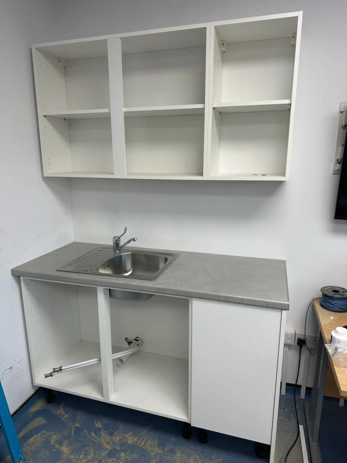 New staff kitchenette fitted during a commercial pharmacy refurbishment in Fengate, Peterborough